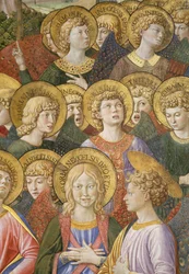 Choir of Angels, detalj fra Journey of the Magi-syklusen i kapellet, ca. 1460 freskodetalj av 70615