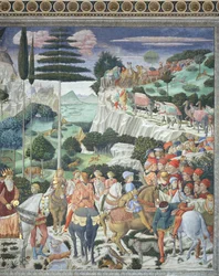 Giuliano de#39; Medici (1453–78) som Melchior, detalj fra syklusen De vise menns reise i kapellet, ca. 1460 (freske)