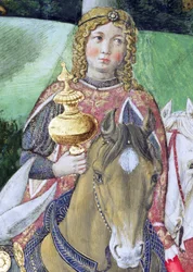 Ryttere i det kongelige følge, detalj fra Journey of the Magi-syklusen i kapellet, ca. 1460 freskodetalj av 70606