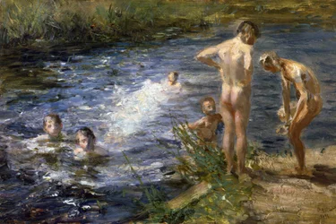 Gutter ved elven, 1899.