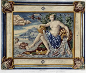 L'eau (ou versseau) - Bas-relieff, i "The work of Bernard Palissy" av C. Delange og C. Borneman, Paris