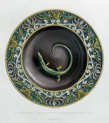 Plate au lizard - Plet céramique, i "" The work of Bernard Palissy"" av C. Delange og C. Borneman, Paris