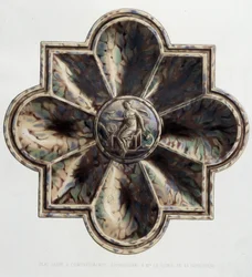 Platejaspé med rom - Platekeramikk, i "" The work of Bernard Palissy"" av C. Delange og C. Borneman, Paris