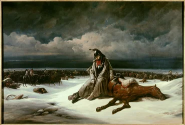 Tilbaketoget fra Russland (1812). Maleri av Bernard Edouard Swebach (1800-1870)
