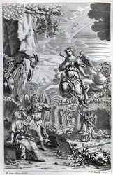 Erkeengelen Uriel informerer Gabriel om at Satan er i Edens hage, illustrasjon fra 