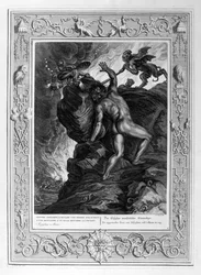 Sisyfos skyver steinen sin opp på et fjell, 1733