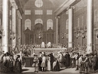 Den jødiske festen Purim eller barnesenger Gravering fra "" Illustrasjon av seremonier og religiøse skikker til alle verdens folk" av Bernard Picart (1723-1743) 1819 Privat samling