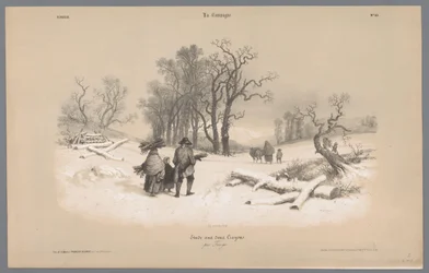Familien samler ved i snøen Skildringer av livet på landet (serietittel) La kampanjen. Etudes varieés aux deux Crayons (serietittel på objekt)