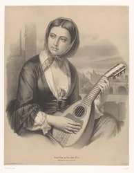 Kvinne som spiller mandolin Store studier i to typer kritt (serietittel) Grande étude aux deux fargestifter (serietittel på objekt)