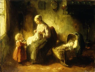 Mors lille hjelper (olje på lerret)
