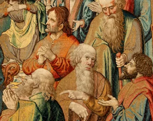 Flamsk billedvev. Jesu lidelse (Kristi lidelse eller Herrens lidelse, pinse). Nasjonalarven, inventarnummer 10005817.