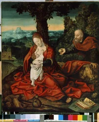 ""Le repos durant la fuite en Egypt"" (Hvil på flukten til Egypt) Peinture de Bernard van Orley (Barend, Barent, Bernaert van Brussel