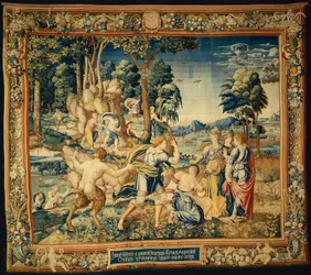Pomona overrasket av Vertumnus og andre friere, fra The Story of Vertumnus og Pomona