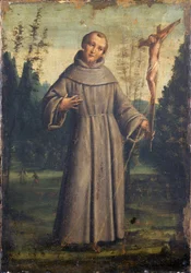 Saint Francis of Assisi, ca. 1545 (olje på panel montert på lerret)