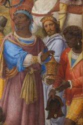 Detalj av tilbedelsen av de tre vise menn, prestekontoret eller hovedkapellet (fresco)