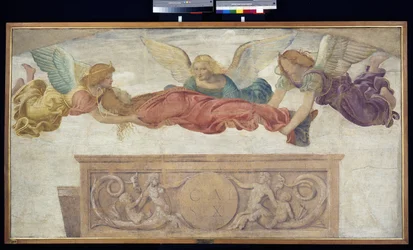 Kroppen til St. Catherine båret av engler, ca. 1514 (frittstående freskomaleri båret om bord)