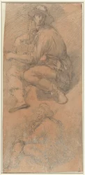 To figurstudier av en sittende mann
