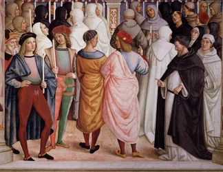 Pius II kanoniserte den hellige Katarina av Siena i 1461. Detalj - Fresco