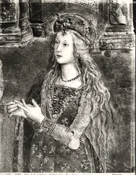 Den hellige Katarina, muligens et portrett av Lucrezia Borgia (1480-1519), fra syklusen De helliges liv, Sala dei Santi, 1492-94