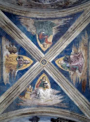 Historien om St Bernardin, evangelistene (Tetramorph) (Fresco, ca. 1486)
