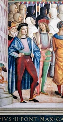 Piccolomini-biblioteket, sørvestveggen: “ Pius II kanoniserer St. Katarina av Siena, 29. juni