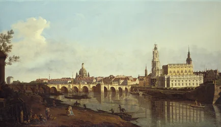 Utsikt over Dresden fra Elbens høyre bredd over Augustusbrücke (olje på lerret)