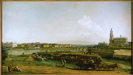 Dresden, Tyskland, sett fra Elbens venstre bredd, under festningsverkene (olje på lerret)