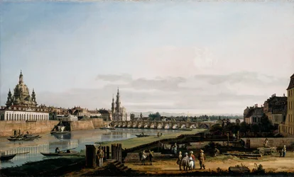 Dresden fra Elbens høyre bredd, over Augustusbroen