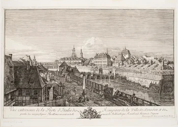 Utvendig utsikt over den italienske porten til vollene til byen Dresden