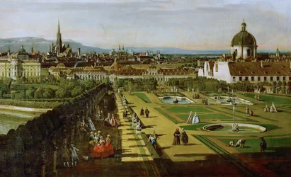 Engelsk: Wien, sett fra Belvedere Utsikt over Wien fra Belvedere