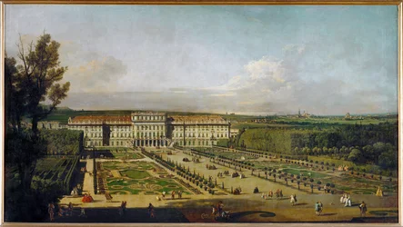 Schönbrunn slott i Wien, Østerrike, sett fra hagene … (olje på lerret)