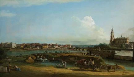 Utsikt over Dresden med Hofkirche til høyre, 1748