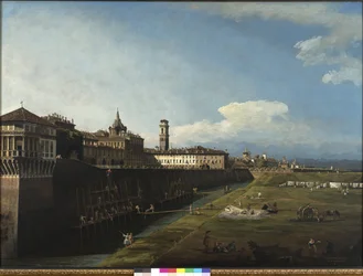 Utsikt over Torino fra siden av Royal Gardens, 1745