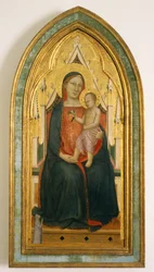 Jomfru Maria og barnet med donor, sent på 1340-tallet (eggtempera med gull på tre)