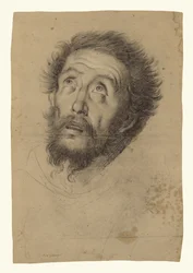 Frans av den hellige Frans (recto); Studier av Frans av den hellige Frans, en gammel manns hode og to høyre hender (verso)