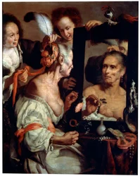 Gammel kokette, vanitas, etter 1630