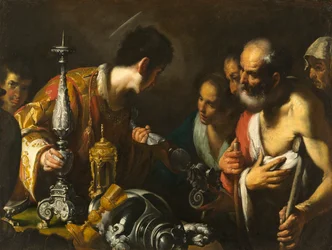 Sankt Laurentius deler ut kirkens skatter, ca. 1625