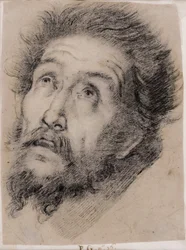 Studie for Frans av Assisi som tilber korset