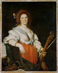 Sangerinnen Barbara Strozzi med en viola da gamba