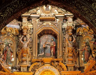 Altertavle av kirken i San Francisco, Quito, Pichincha, Ecuador