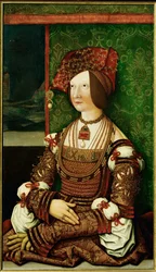 Bianca Maria Sforza, keiser Maximilian I sin andre kone (olje på tre)
