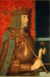 Keiser Maximilian I i rustning og kongekrone (olje på tre)