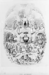 Mat: matlaging og ulike måter å tilberede mat på i Brillat - Savarin illustrert av Bertall. Paris 1840.