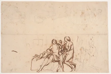 Ulike utkast inkludert relieff "Adam og Eva" 1838 og "Atalante" relieff: Villa Torlonia 1837.