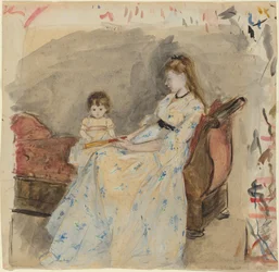 Kunstnerens søster, Edma, med datteren hennes, Jeanne, 1872.