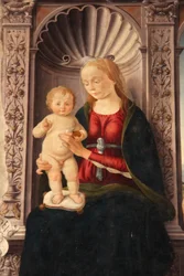 Madonna og barnet troner sammen med de hellige døperen Johannes og Jeronimo