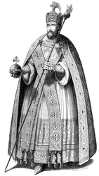Drakten båret av keisere under deres kroninger siden Karl den stores tid, 1579 1846.