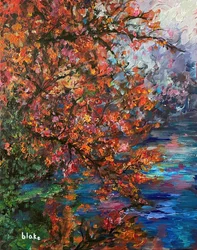 Autumn River, ca. 2021 (akryl på lerret)