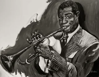 Louis Armstrong, ca. 2021 (akryl på lerret)