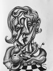 Picasso Reflecting, ca. 2021 (Kull på papir)